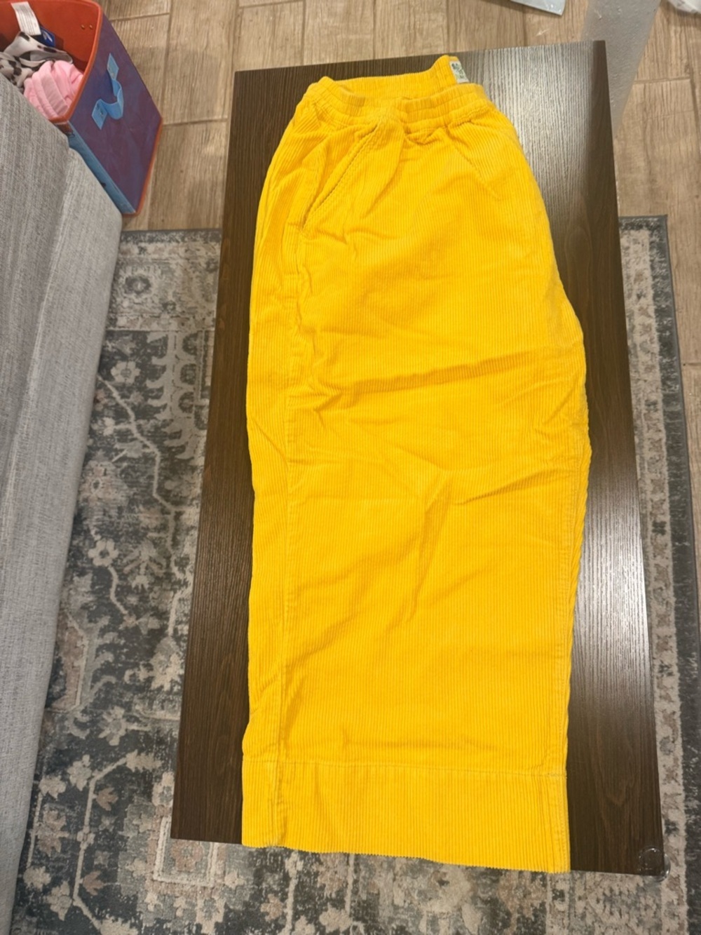 Yellow Corduroy Pants with Elastic Waist